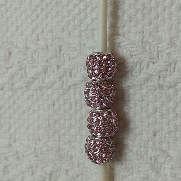 4 Beads pink Rhinestones Vintage for your bracelet - Picture 2 of 4